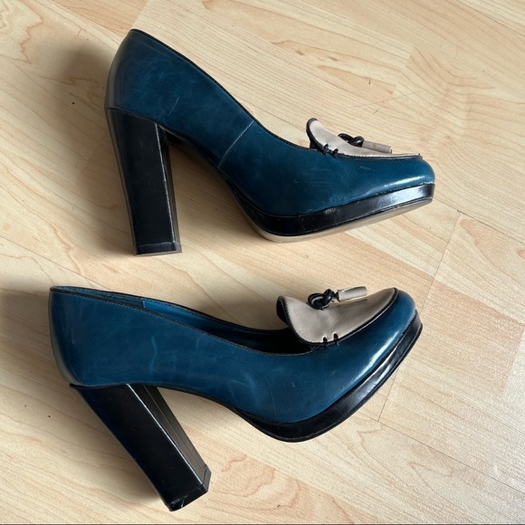 Limited Collection Chunky High Heels Round Toes Tassel Ties Contrast Colours 10A - Picture 8 of 11